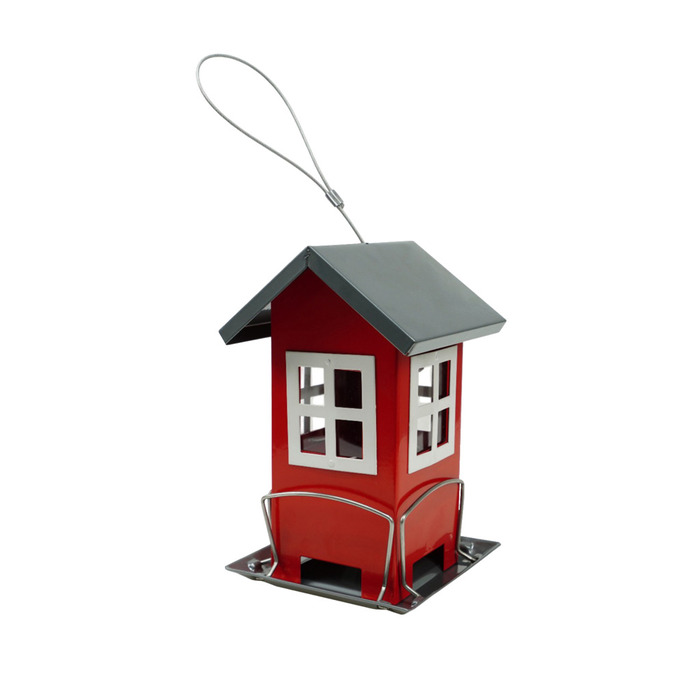 Fågelmatare t/frön Hus Röd 12 x 12 x 19,5 cm